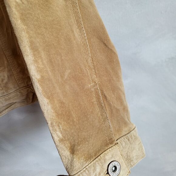 Eddie Bauer Seattle Suede Leather Jacket Small Coat Tan - Picture 8 of 15
